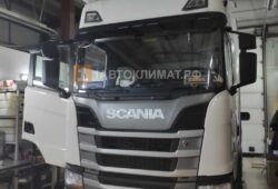 Установка в кабину тягача Scania R440LA автономного воздушного отопителя ПЛАНАР 4ДМ2-24 ( 3 кВт)